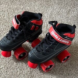 Challenger Kids' Black and Red Quad Roller Skates